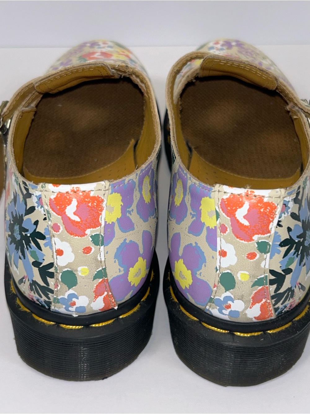 Dr. Martens Mary Jane Shoes 8065 Women’s 10 Floral Print Parchment Double Buckle - Picture 5 of 9